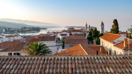 Obraz premium The town of Rab, Croatian tourist resort famous for its four bel