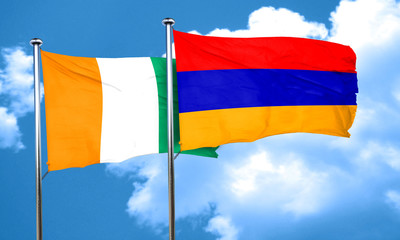 Ivory coast flag with Armenia flag, 3D rendering