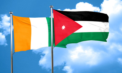 Ivory coast flag with Jordan flag, 3D rendering