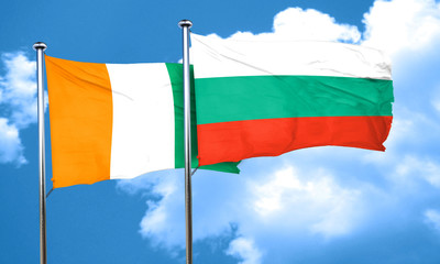 Ivory coast flag with Bulgaria flag, 3D rendering