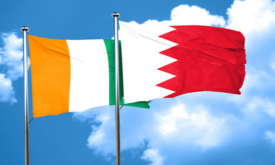 Ivory coast flag with Bahrain flag, 3D rendering