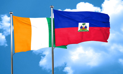 Ivory coast flag with Haiti flag, 3D rendering