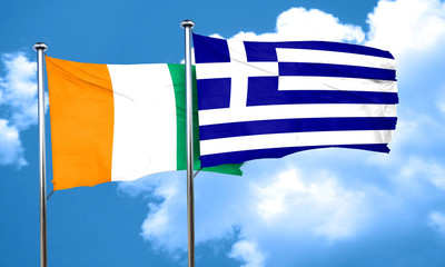 Fototapeta premium Ivory coast flag with Greece flag, 3D rendering