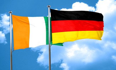 Ivory coast flag with Germany flag, 3D rendering