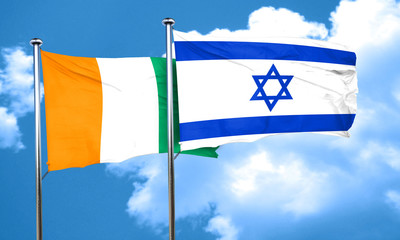 Ivory coast flag with Israel flag, 3D rendering