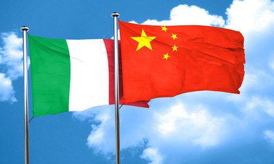 Italy flag with China flag, 3D rendering
