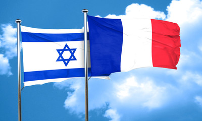 Israel flag with France flag, 3D rendering