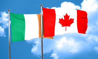 Ireland flag with Canada flag, 3D rendering