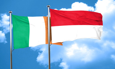 Ireland flag with Indonesia flag, 3D rendering