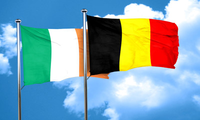 Ireland flag with Belgium flag, 3D rendering