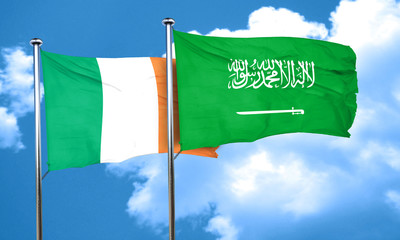 Ireland flag with Saudi Arabia flag, 3D rendering