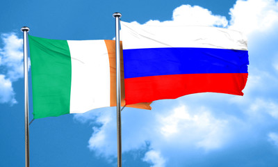 Ireland flag with Russia flag, 3D rendering