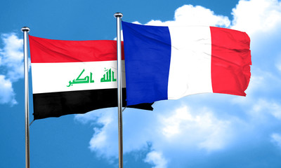 Iraq flag with France flag, 3D rendering