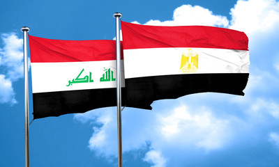 Iraq flag with egypt flag, 3D rendering
