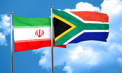 iran flag with South Africa flag, 3D rendering