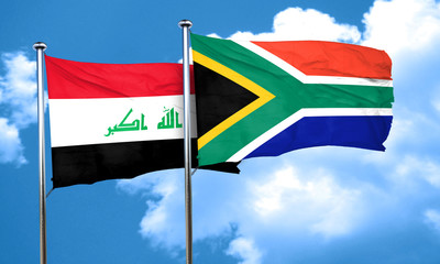 Iraq flag with South Africa flag, 3D rendering