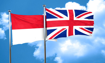 Indonesia flag with Great Britain flag, 3D rendering