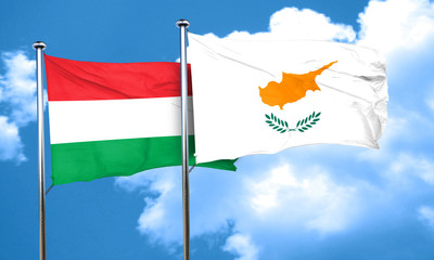 Hungary flag with Cyprus flag, 3D rendering