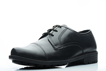black leather shoe