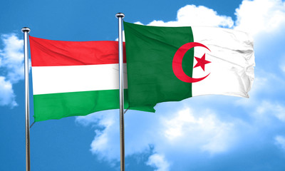 Hungary flag with Algeria flag, 3D rendering