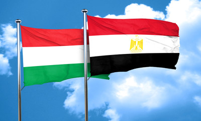 Hungary flag with egypt flag, 3D rendering