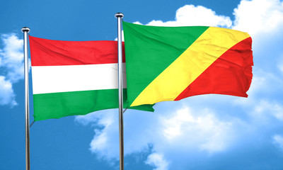 Hungary flag with congo flag, 3D rendering