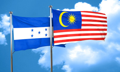 Honduras flag with Malaysia flag, 3D rendering