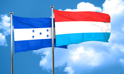 Honduras flag with Luxembourg flag, 3D rendering