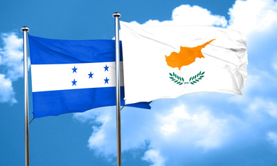 Honduras flag with Cyprus flag, 3D rendering