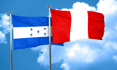 Honduras flag with Peru flag, 3D rendering