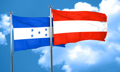 Honduras flag with Austria flag, 3D rendering