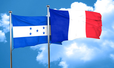 Honduras flag with France flag, 3D rendering