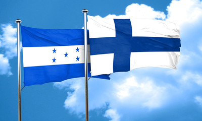 Honduras flag with Finland flag, 3D rendering