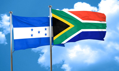 Honduras flag with South Africa flag, 3D rendering