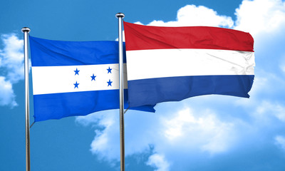 Honduras flag with Netherlands flag, 3D rendering