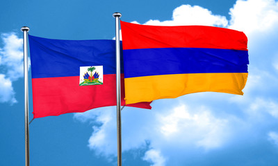 Haiti flag with Armenia flag, 3D rendering