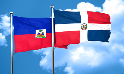 Haiti flag with Dominican Republic flag, 3D rendering
