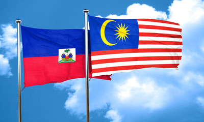 Haiti flag with Malaysia flag, 3D rendering