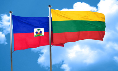 Haiti flag with Lithuania flag, 3D rendering
