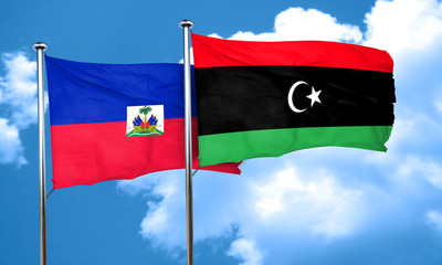 Haiti flag with Libya flag, 3D rendering