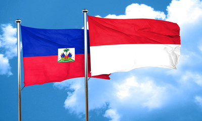 Fototapeta premium Haiti flag with Indonesia flag, 3D rendering