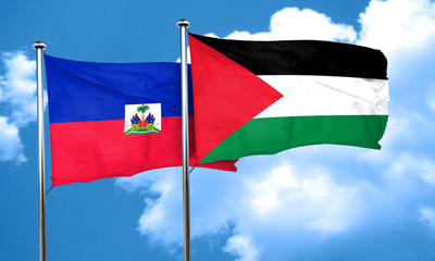 Haiti flag with Palestine flag, 3D rendering