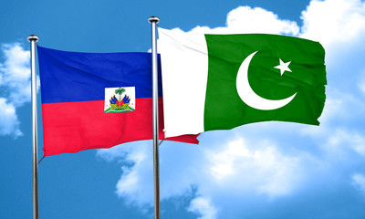 Haiti flag with Pakistan flag, 3D rendering