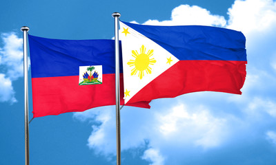 Haiti flag with Philippines flag, 3D rendering