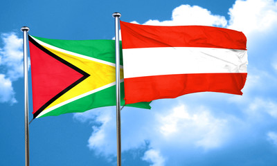 Guyana flag with Austria flag, 3D rendering