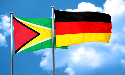 Guyana flag with Germany flag, 3D rendering