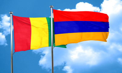 Guinea flag with Armenia flag, 3D rendering