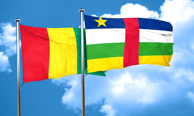 Guinea flag with Central African Republic flag, 3D rendering