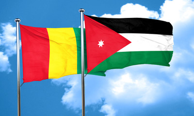 Guinea flag with Jordan flag, 3D rendering