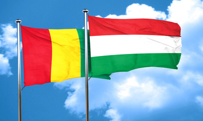 Guinea flag with Hungary flag, 3D rendering